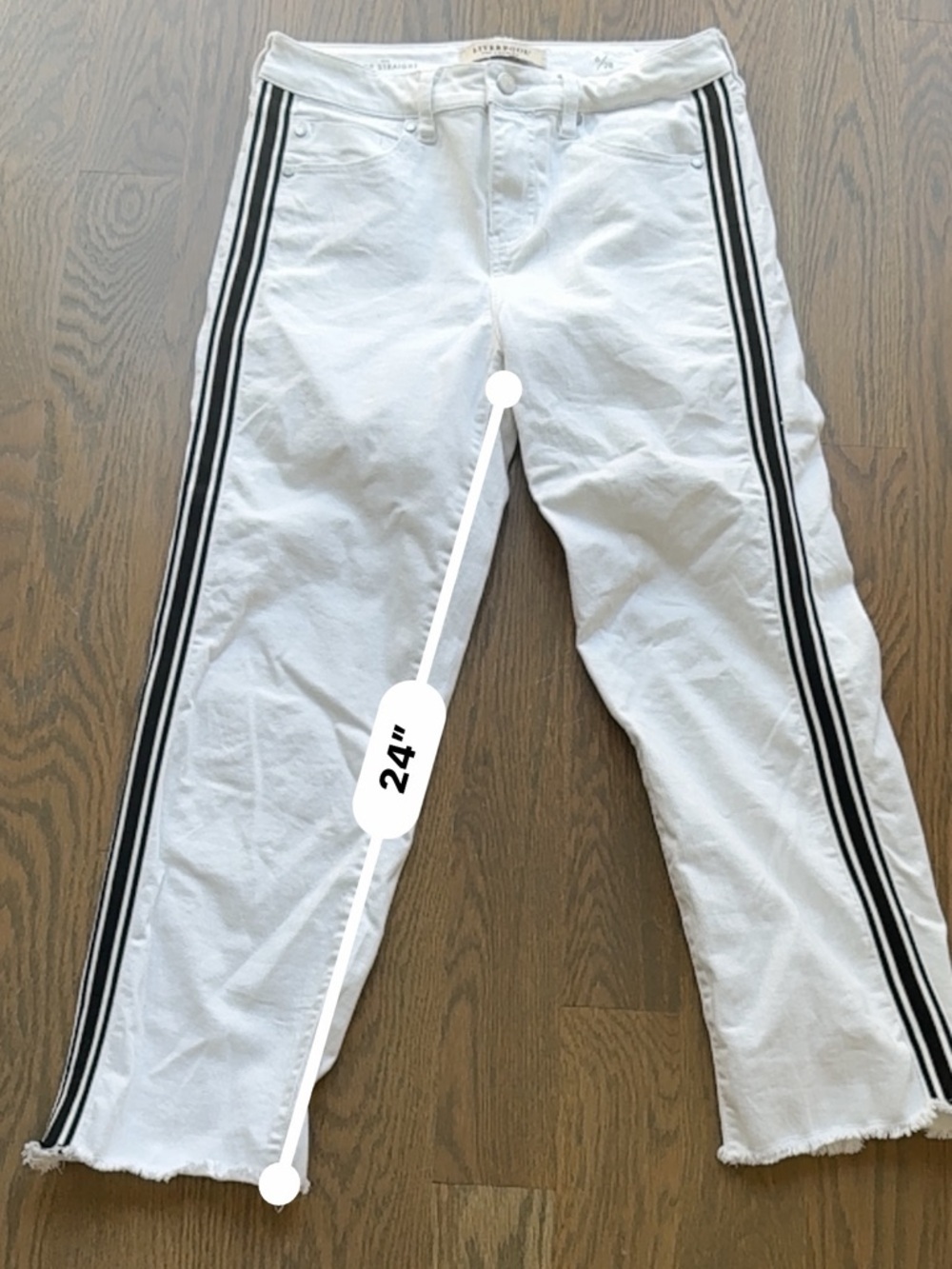Liverpool White Crop Jeans Black Side Stripe High Rise Slim Ankle Pants 6 /  28 - Picture 4 of 7